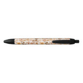 Stylo Noir Boeuf mignon cerf modèle floral (Dos)