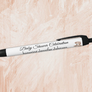 Stylo Noir Boho Baby shower Teddy Bear Favore L'Encre Noire