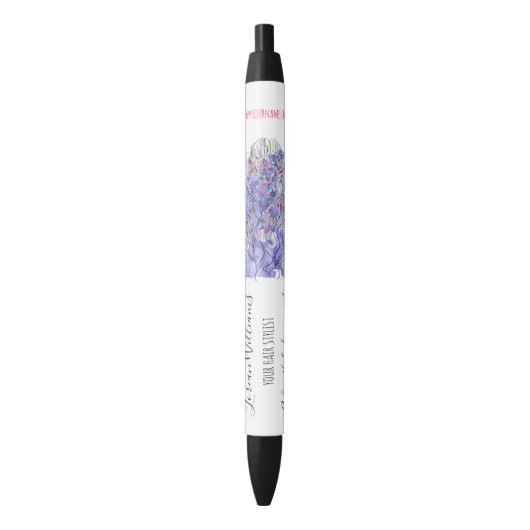 Stylo Noir Boho Chic Violet Mariée Coiffure Aquarelle Floral (devant Vertical)