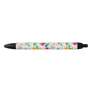 Stylo Noir Boho Fleur sauvage Meadow Floral Design