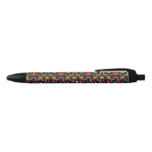Stylo Noir Boho Floral Orange rose noir vert (Haut)