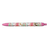 Stylo Noir Boho Paisley rose girly motif monogramme (Devant)