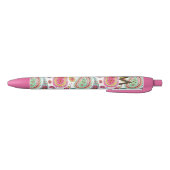 Stylo Noir Boho Paisley rose girly motif monogramme (Bas)