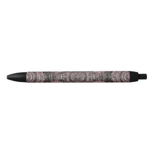 Stylo Noir Boho Rose Gold Grey Mandala Design élégant