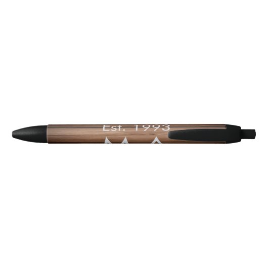 Stylo Noir boho rustique Brown ajouter nom lettre année date (Dos)