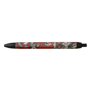 Stylo Noir Bois de graveur samouraï de guerriers de Kabuki