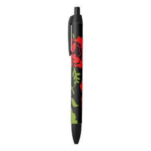 Stylo Noir Boîtier porte-monnaie iPhone Flowers