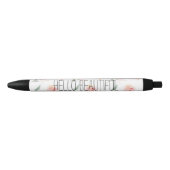 Stylo Noir Bonjour belle aquarelle Floral (Devant)