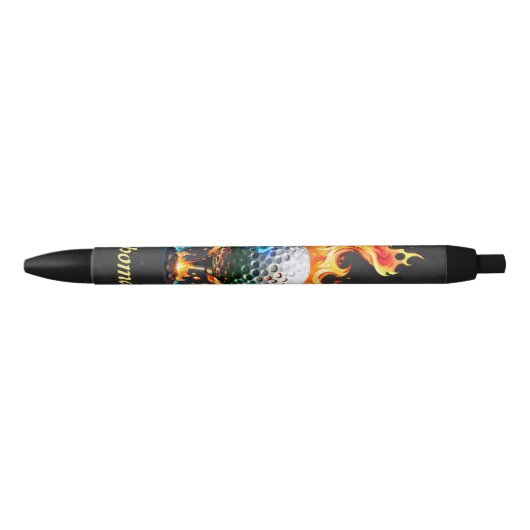 Stylo Noir Boule de golf blanche (Devant)