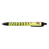 Stylo Noir Boule jaune personnalisée du base-ball (Bas)