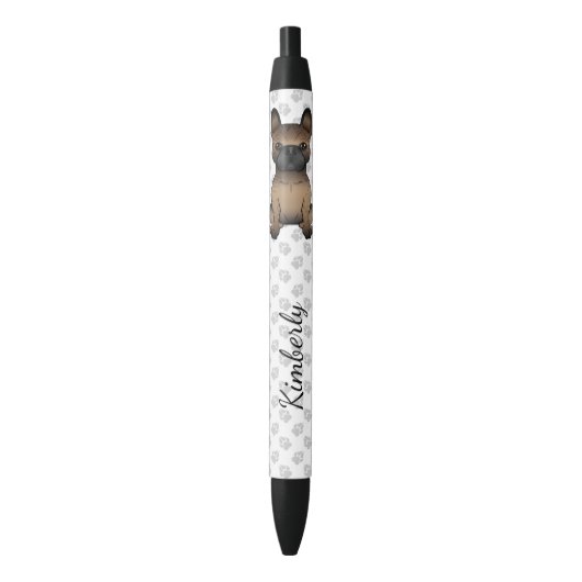 Stylo Noir Bouledogue français bringé / Frenchie Chien mignon (devant Vertical)