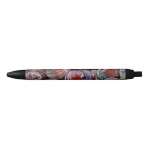 Stylo Noir Boules de Noël rouges