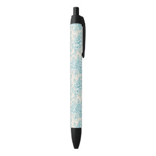Stylo Noir Bouquet Rose bleu Jardin Motif Floral