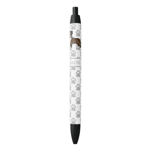 Stylo Noir Boxer Bringé Avec Nom Et Pattes Grises (devant Vertical)
