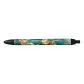 Stylo Noir Branche avec Feuilles d'or Ginko Biloba (Devant)