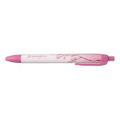 Stylo Noir Branche Sakura Rose Avec Nom Personnalisé (Bas)