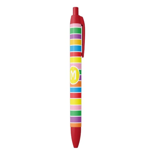 Stylo Noir Bright Colorful Rainbow Striped Monogrammed (Bas (Vertical))