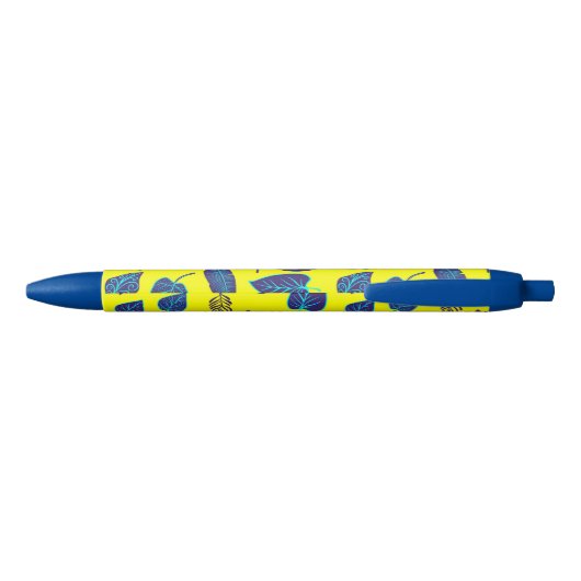 Stylo Noir Bright Yellow Tropical Leaf Pattern Monogram (Dos)
