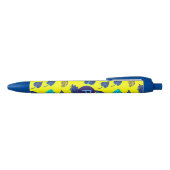 Stylo Noir Bright Yellow Tropical Leaf Pattern Monogram (Haut)
