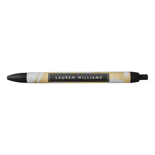 Stylo Noir Brochures Abstraites Faux Gold sur Grey II (Devant)
