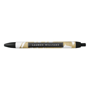 Stylo Noir Brochures Abstraites Faux Gold sur White II