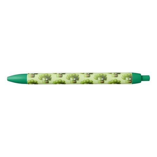 Stylo Noir Brocoli drôle vert de bande dessinée (Devant)