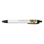 Stylo Noir Broderie Faux de tournesol jaune modifiable - 001 (Bas)