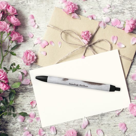 Stylo Noir Brown fourrure de vache blanche comme Monogramme d