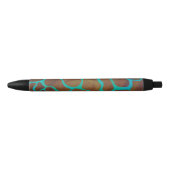 Stylo Noir Brun de girafe et copie turquoise (Devant)