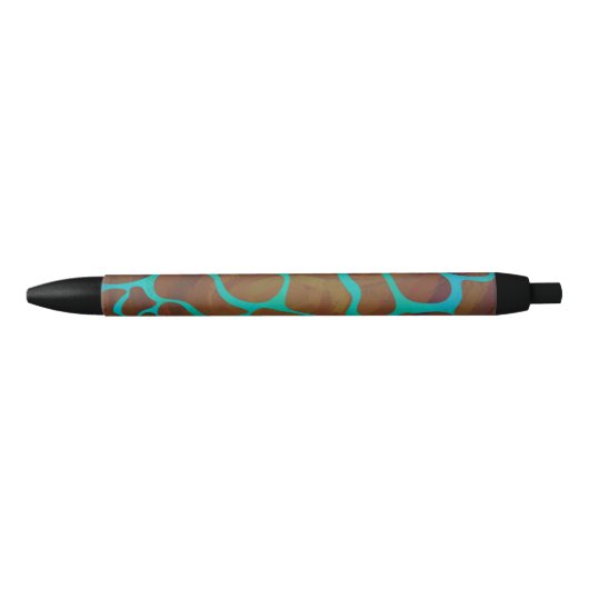 Stylo Noir Brun de girafe et copie turquoise (Devant)