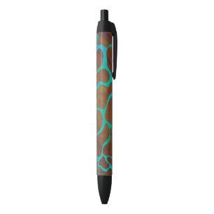 Stylo Noir Brun de girafe et copie turquoise