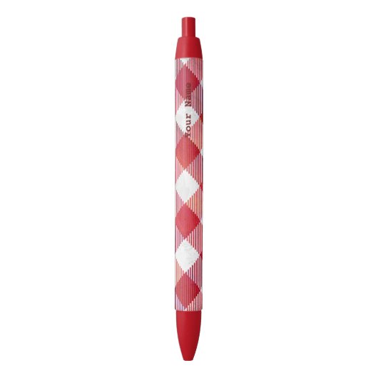 Stylo Noir Buffalo plaid rouge et blanc (devant Vertical)