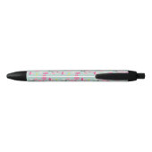 Stylo Noir Bunnies et fleurs roses (Dos)