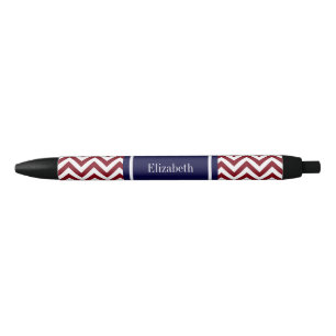 Stylo Noir Burgundy Lg Chevron Marine Nom bleu Monogramme