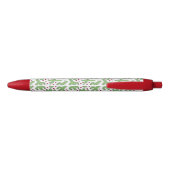 Stylo Noir Cactus illustré et motif de fleurs rose (Dos)