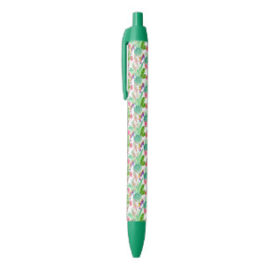 Stylo Noir Cactus lumineux d'aquarelle et motif succulent