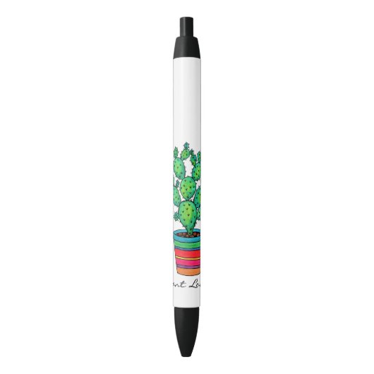 Stylo Noir Cactus magnifique d'aquarelle dans le beau pot (devant Vertical)