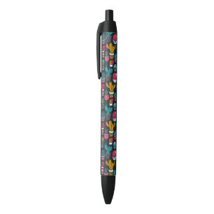 Stylo Noir Cactus tiré par la main dans le motif de style de