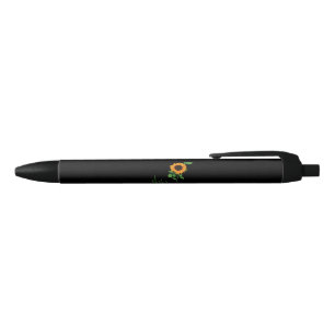Stylo Noir Cadeau de fleur de tournesol