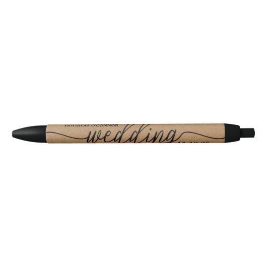 Stylo Noir Cadeau de mariage simple écriture Kraft de campagn (Devant)