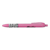 Stylo Noir Cadeau d'écriture Empreinte de léopard rose (Haut)