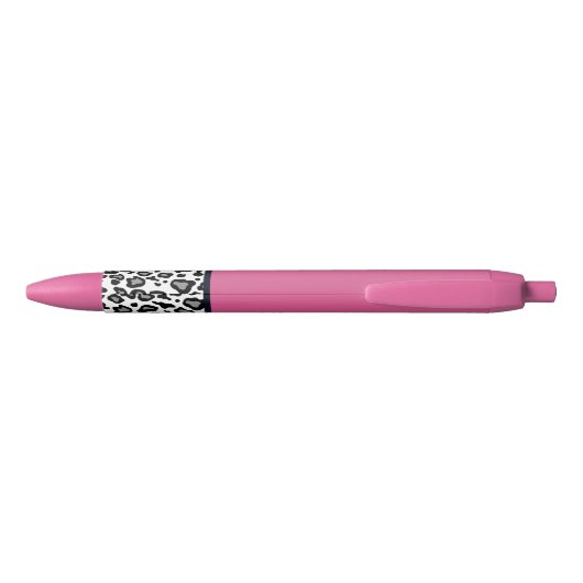 Stylo Noir Cadeau d'écriture Empreinte de léopard rose (Dos)