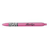Stylo Noir Cadeau d'écriture Empreinte de léopard rose (Devant)