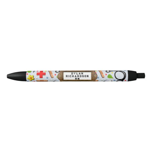 Stylo Noir Cadeau personnalisé de l'infirmière (Devant)