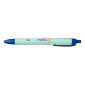 Stylo Noir Caducée et monogramme sur fond bleu clair (Bas)
