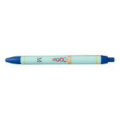 Stylo Noir Caducée et monogramme sur fond bleu clair (Devant)
