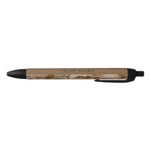 Stylo Noir Cailloux de camouflage du désert, Votre nom, Perso