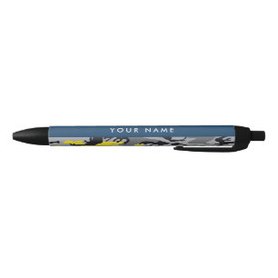 Stylo Noir Camouflage jaune et gris Votre nom Personnalisez