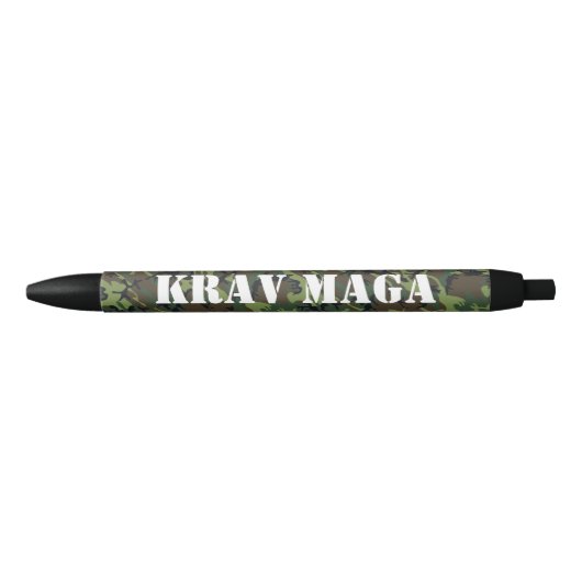Stylo Noir Camouflage KravMaga/Texte personnalisé (Devant)