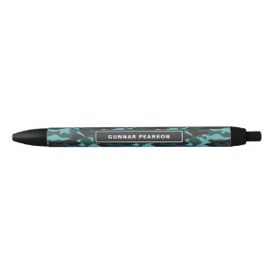 Stylo Noir Camouflage moderne Nom du Motif Bleu